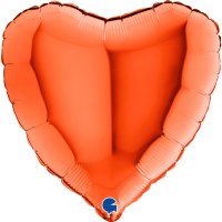 18" Grabo Metallic Orange Heart Foil Balloons