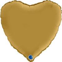18" Grabo Satin Gold Heart Shaped Foil Balloons