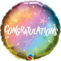 18" Congratulations Ombre & Stars Foil Balloons