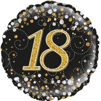 18" Black Sparkling Fizz 18th Birthday Foil Balloons