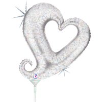 14" Silver Chain Of Hearts Air Fill Balloons
