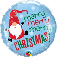 18" Merry Christmas Gnome Foil Balloons