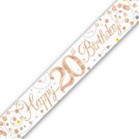 Sparkling Fizz Happy 20th Birthday Holographic Banner