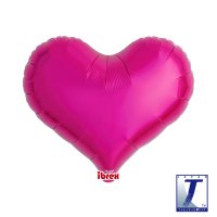 14" Metallic Magenta Jelly Hearts Foil Balloons Pack of 5