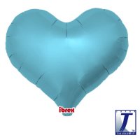 18" Metallic Light Blue Jelly Heart Foil Balloons Pack of 5
