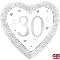 18" Happy 30th Anniversary Heart Foil Balloons