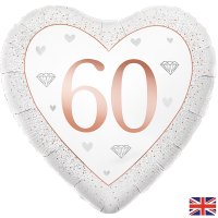 18" Happy 60th Anniversary Heart Foil Balloons