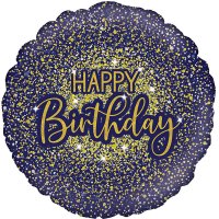 18" Happy Birthday Blue Glitter Foil Balloons