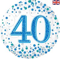 18" Blue Sparkling Fizz 40th Birthday Foil Balloons