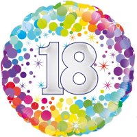 18" 18th Colourful Confetti Birthday Foil Balloons