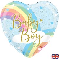 18" Pastel Rainbow Baby Boy Holographic Foil Balloons