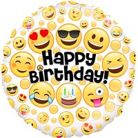 18" Happy Birthday Emoji Foil Balloons