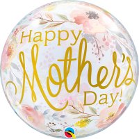 22" Happy Mothers Day Watercolour Floral Single Bubble Balloons