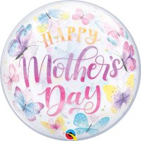 22" Happy Mothers Day Butterflies Single Bubble Balloons