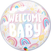 22" Welcome Baby Boho Rainbow Single Bubble Balloons