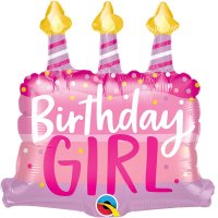 14" Birthday Girl Cake & Candles Air Fill Balloons