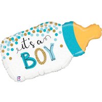 Its A Boy Baby Bottle Holographic Supershape Balloons