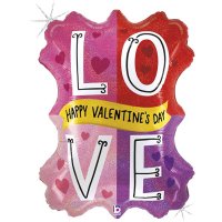 Happy Valentines Day Colour Block Supershape Balloons