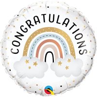 18" Congratulations Boho Rainbow Foil Balloons