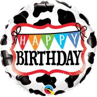 18" Happy Birthday Holstein Cow Pattern Foil Balloons