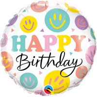18" Happy Birthday Colourful Smiles Foil Balloons