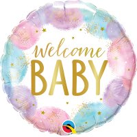 18" Welcome Baby Watercolour Foil Balloons