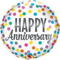 18" Happy Anniversary Confetti Dots Foil Balloons
