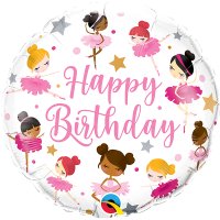 18" Happy Birthday Ballerinas Foil Balloons