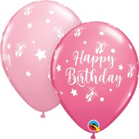 11" Happy Birthday Ballerina Slippers Latex Balloons 25pk