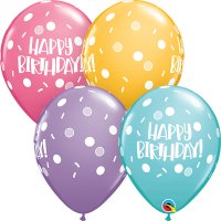 11" Happy Birthday Dots & Sprinkles Latex Balloons 25pk