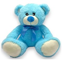 11" Blue Bear With Ribbon Plush Toy