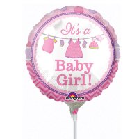 9" Shower With Love Baby Girl Air Fill Balloons