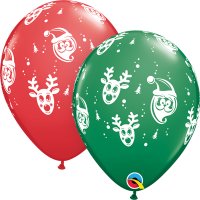 11" Santa And Rudolph Latex Balloons 25pk