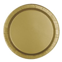 9" Gold Paper Dinner Plates 8pk