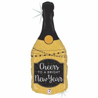 Cheers To A Bright New Year Champagne Bottle Shape Balloons
