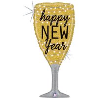 Glittering New Year Champagne Glass Shape Balloons