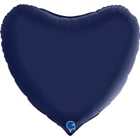 18" Grabo Satin Navy Blue Heart Shaped Foil Balloons