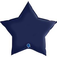 36" Grabo Satin Navy Blue Star Foil Balloons