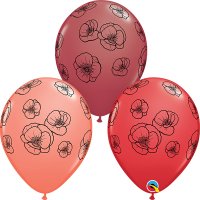 11" Pretty Poppies Assorted Latex Balloons 25pk