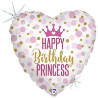 18" Happy Birthday Princess Holographic Foil Balloons