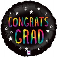 18" Rainbow Congrats Grad Holographic Foil Balloons