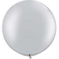 30" Metallic Silver Latex Balloons 2pk