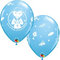 11" Blue First Holy Communion Latex Balloons 6pk