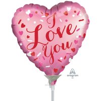 9" I Love You Satin Luxe Air Fill Foil Balloons