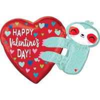 Happy Valentines Day Sloth Supershape Balloons