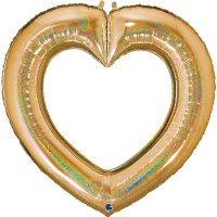 41" Gold Linky Heart Glitter Holographic Balloons