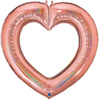 41" Rose Gold Linky Heart Glitter Holographic Balloons
