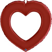 41" Satin Rubin Red Linky Heart Foil Balloons