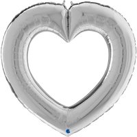 41" Silver Linky Heart Foil Balloons