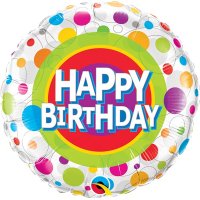 18" Happy Birthday Colourful Dots Foil Balloons